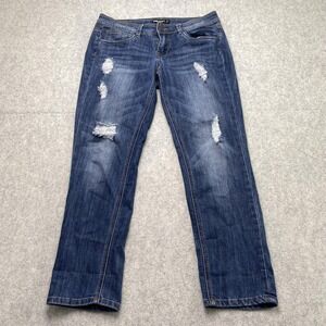 Dollhouse Charley Juniors 11 Straight Jeans (32x26) Blue Distressed Studded